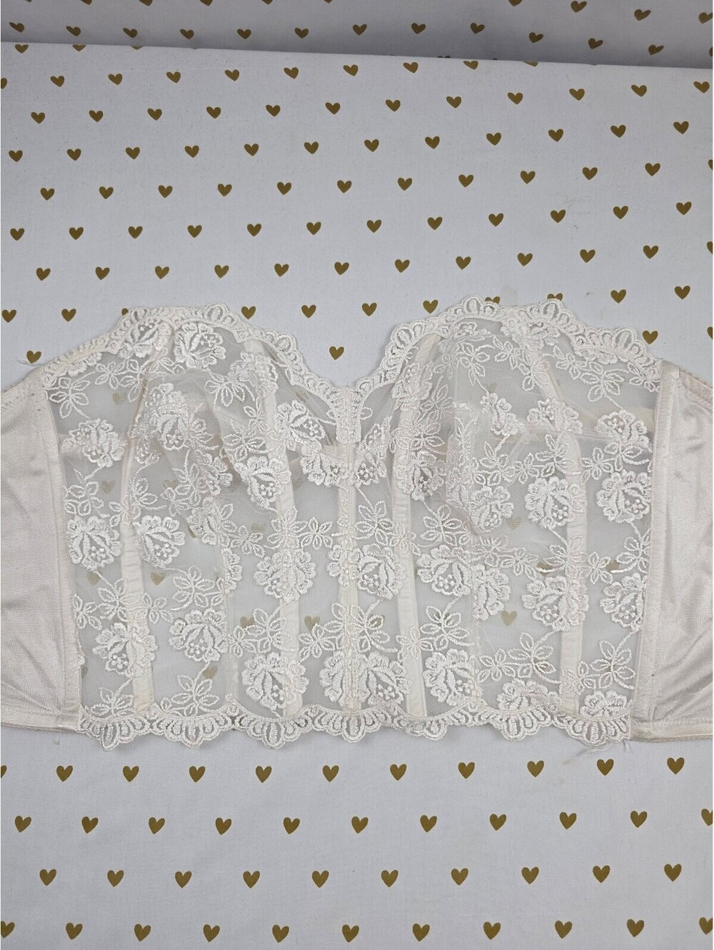 Victorias Secret White Vintage Push Up Corset Bra Top 38D
